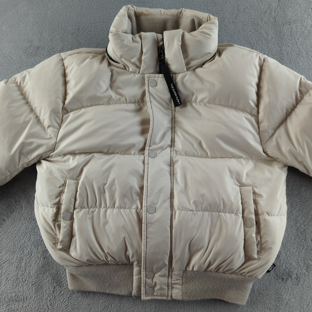 Aritzia TNA The Super Puff Bomber Jacket Womens XS Beige Down Puffer Flawed